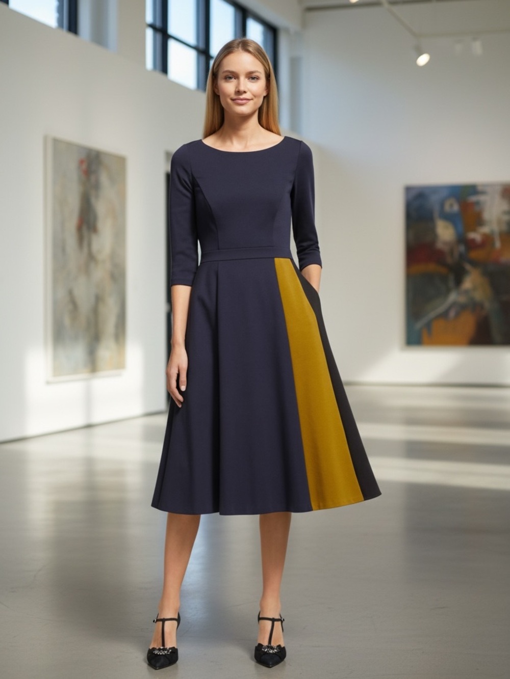 Boden “Claudia” Ponte Colorblock Midi Dress NWT